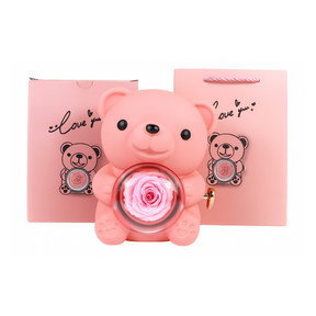 Colar com Nome Personalizado + Urso com Rosa Eternizada